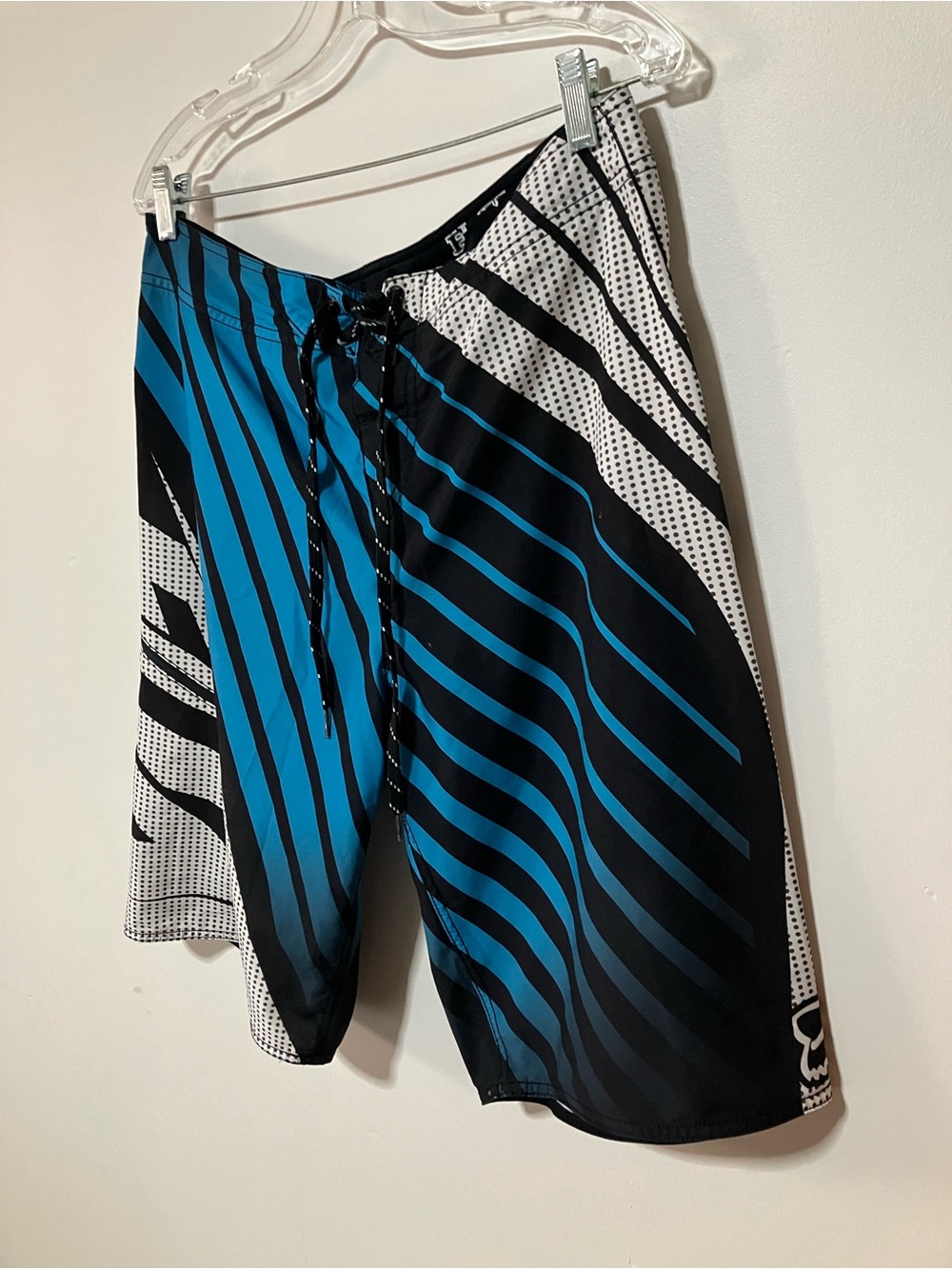 Fox Racing Blue Graphic Striped Boardshorts Swim Trunks Board Shorts Size 34
